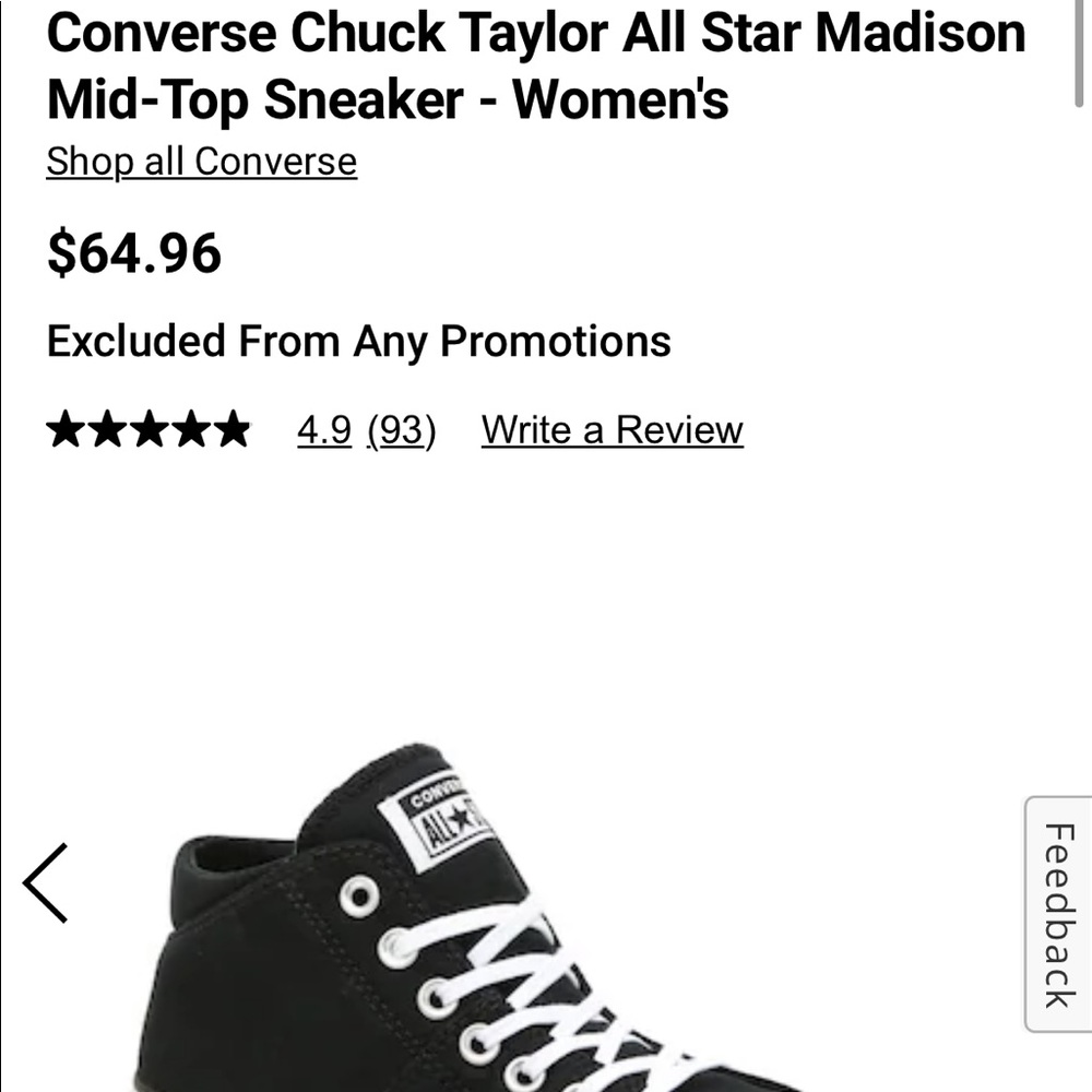 Brand new black midtop converse, never worn! Women’s size 9. Bought wrong size!